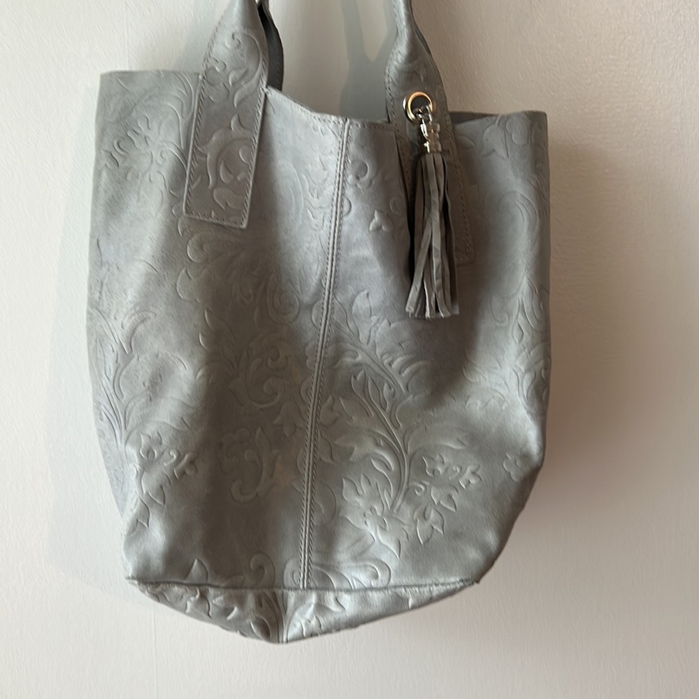 Borse in Pelle Made in Italy embossed leather shoulder / tote bag. - Picture 9 of 16